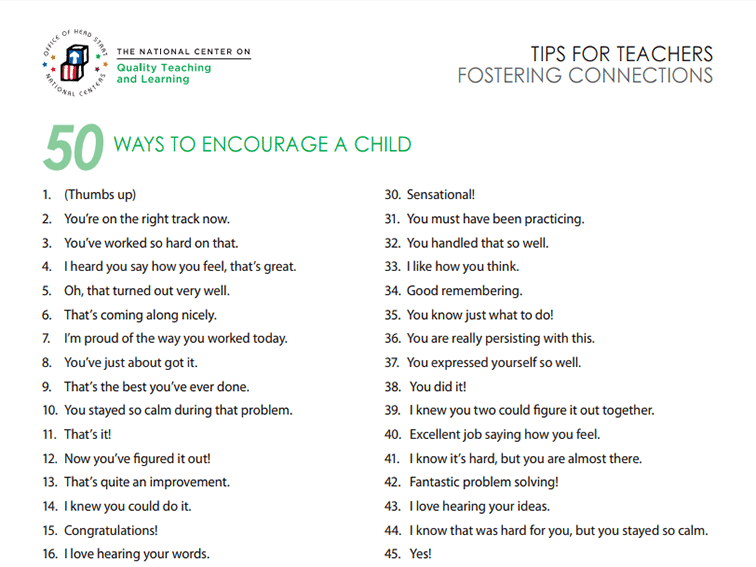 50 Things You Can Say To Encourage A Child -