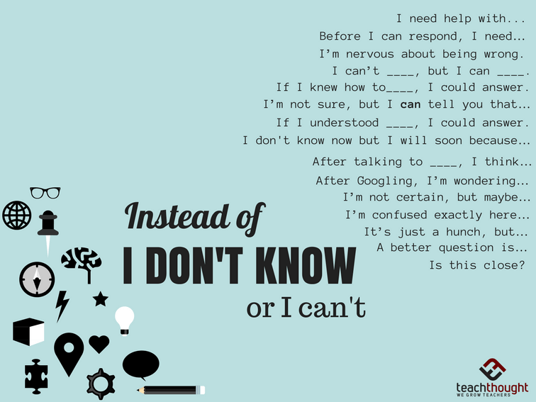 25 Alternatives To I Don T Know And I Can T Teachthought