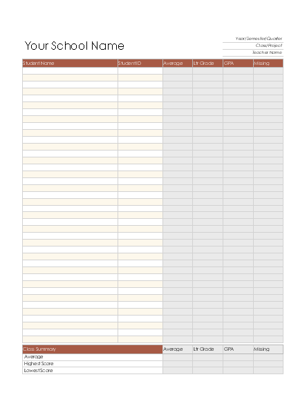 excel templates for teachers