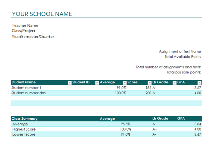 excel templates for teachers