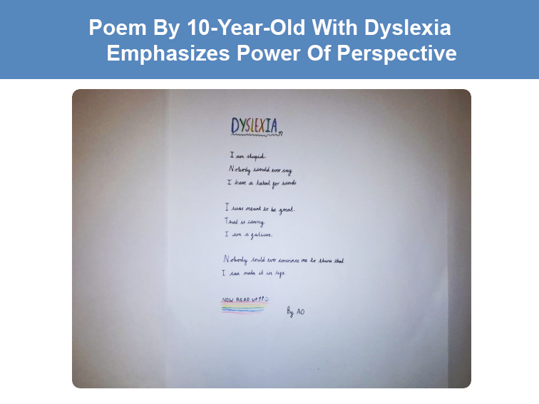 Poem From 10-Year-Old Dyslexic Student Emphasizes Power Of Perspective