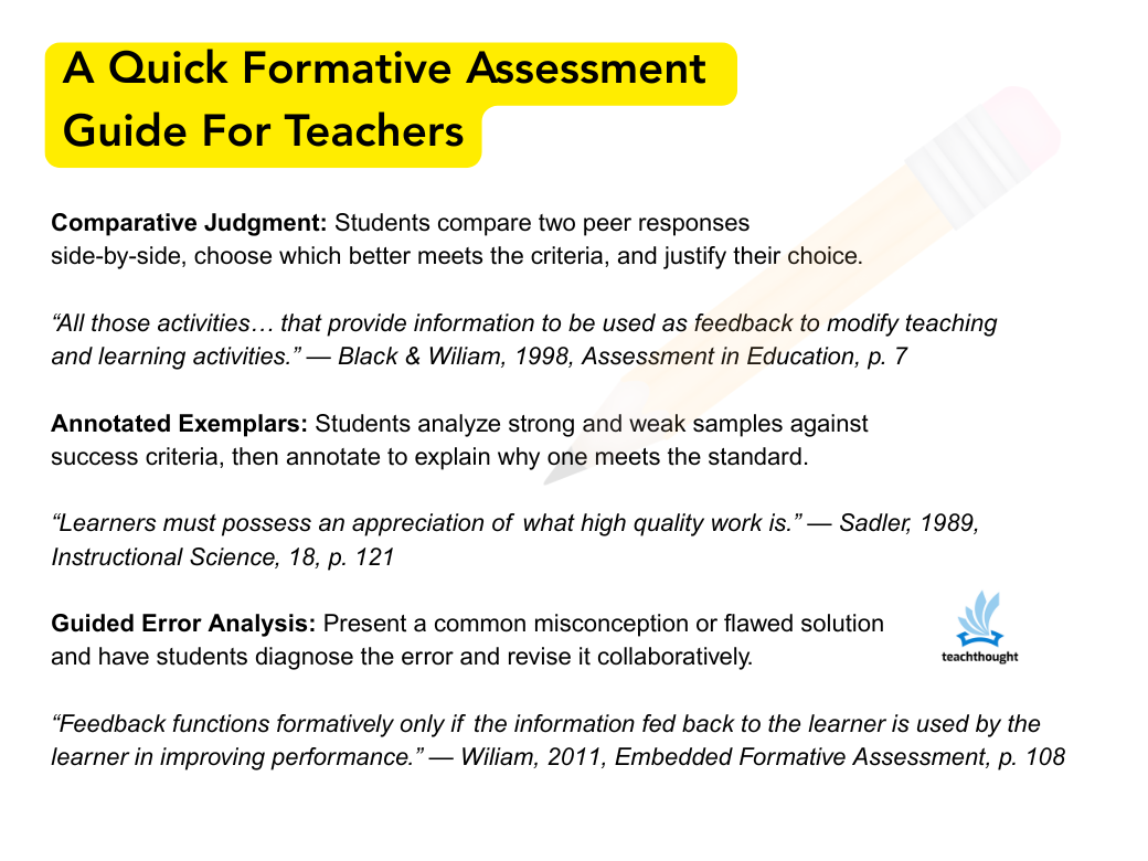 Formative assessment guide for teachers
