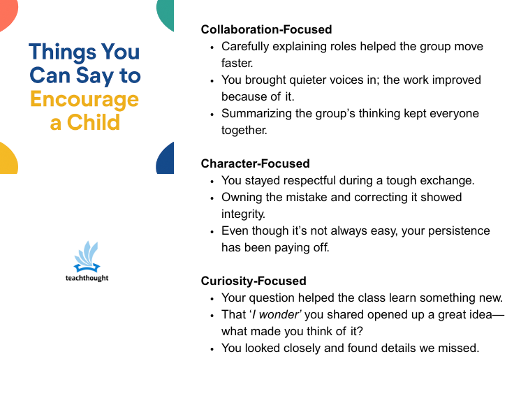 Things to say to encourage a child